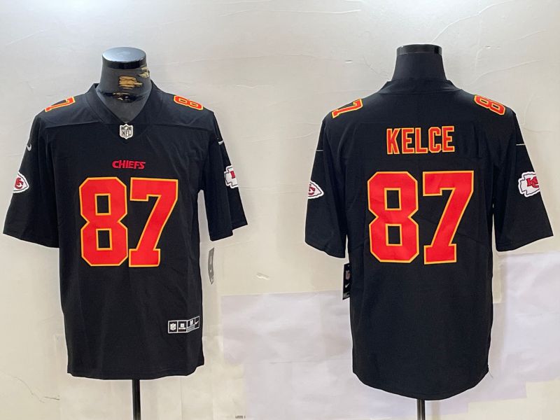 Men Kansas City Chiefs #87 Kelce Black 2024 Nike Vapor Limited NFL Jersey style 1->new york giants->NFL Jersey